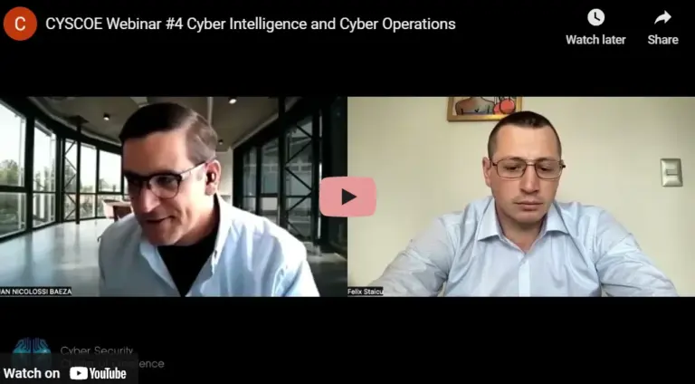 CYSCOE Webinar #4 on cyber intelligence and cyber operations